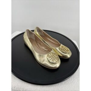 Audrey Brooke Kristin-AB Leather Gold Ballet Flats‎ Women's Size 7 EUC